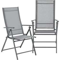 Fauteuils de Jardin Lot 2, Design Résistant Intempéries, Gris