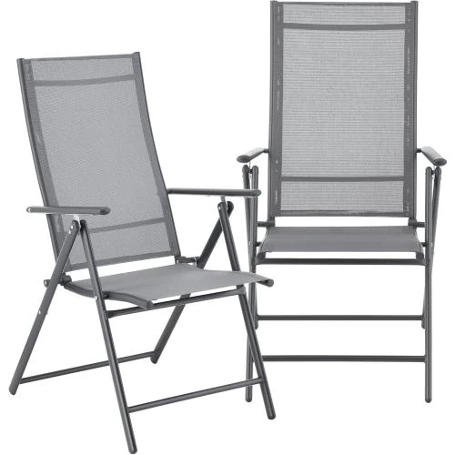 Fauteuils de Jardin Lot 2, Design Résistant Intempéries, Gris - Vue principale