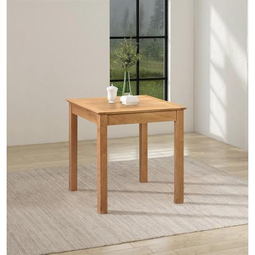 Présentation de Table Salle à Manger Carrée Bois Massif Chêne Beige en situation