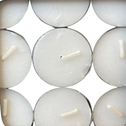 Zoom sur Bougies chauffe-plat blanches, lot 50, non parfumées, 8h