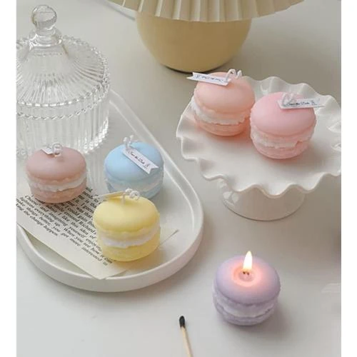 Zoom sur Bougies parfumées macaron NatureMan, décoratives, multicolores