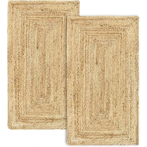 Pack 2 Tapis Jute Alhambra Naturel, Tressés Main - Vue principale