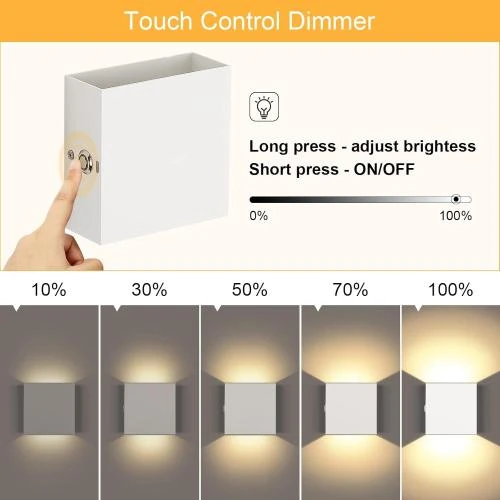 Détail de Applique Murale LED Lightess, Lampe Tactile, Blanc Chaud