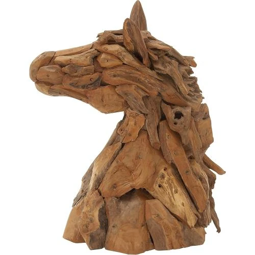 Zoom sur Déco Tête de Cheval Teck, Décoration Intérieure Élégante