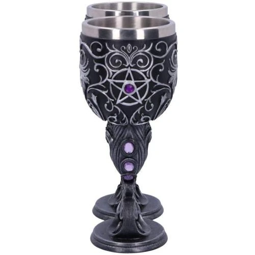 Détail de Verres hexagonaux en résine, insert acier inoxydable, motif chat