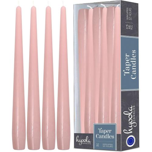 Présentation de Présentation Bougies Coniques Hautes Inodores Rose Clair, 12 unités