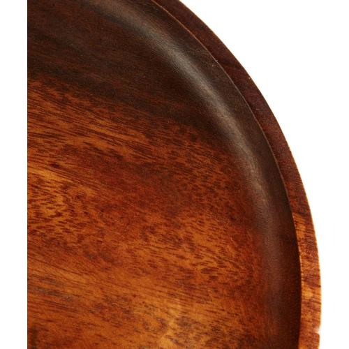 Présentation de Assiette en bois acacia marron, design élégant, durable en situation