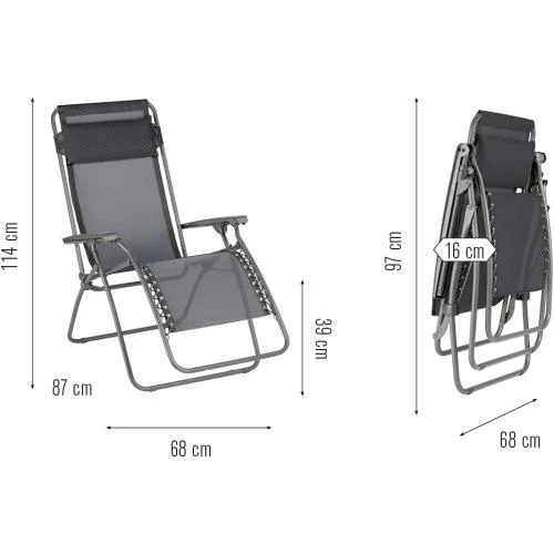 Détail de Fauteuil Relax Zero Gravité Lafuma Mobilier, Gris