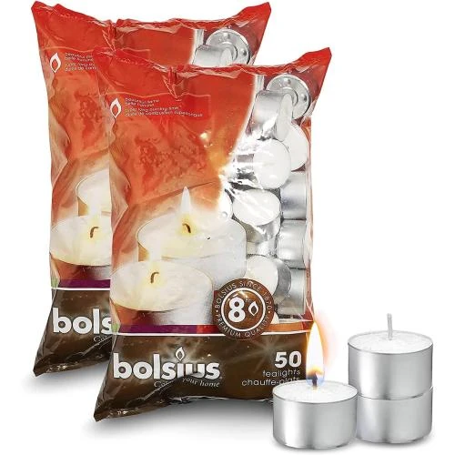 Détail de Bougies chauffe-plat blanches, 100 pièces, 8 heures combustion