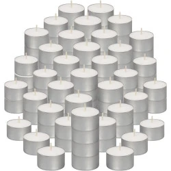 Bougies chauffe-plat blanches, 100 pièces, 8 heures combustion