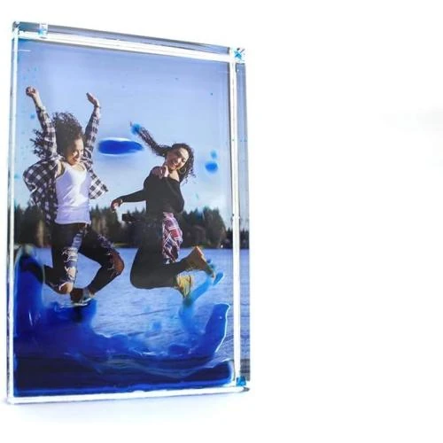 Zoom sur Cadre Photo Acrylique Bleu, Impression Liquide Adventa Fun