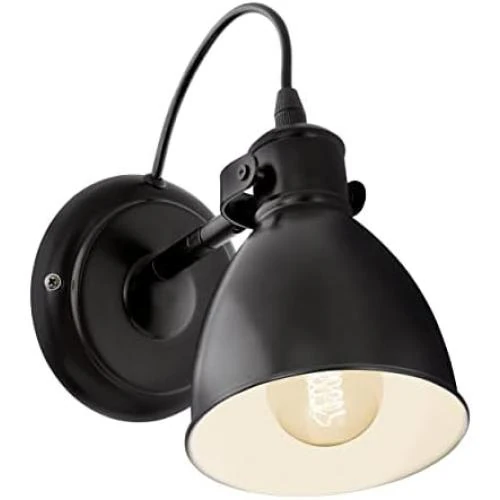 Lampe murale industrielle EGLO PRIDDY, applique rétro acier noir blanc E27 - Vue principale