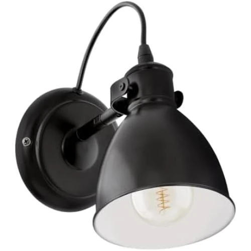 Détail de Lampe murale industrielle EGLO PRIDDY, applique rétro acier noir blanc E27