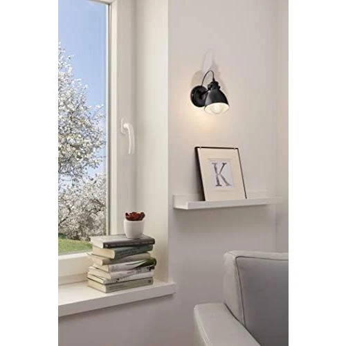 Zoom sur Lampe murale industrielle EGLO PRIDDY, applique rétro acier noir blanc E27