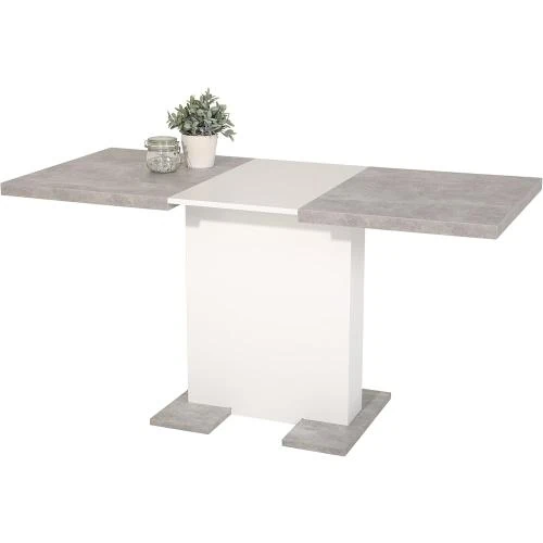 Détail de Table à Manger Extensible Apollo, Aspect Béton, Mélaminé