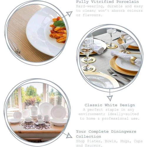 Détail de Tasses Blanches Argon Tableware, Thé, Café Latte, Boîte 24