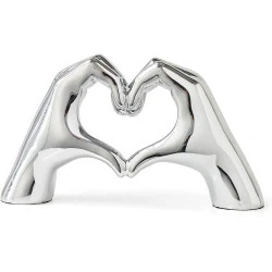 FJS Statuette doigt amour argentée, décoration moderne