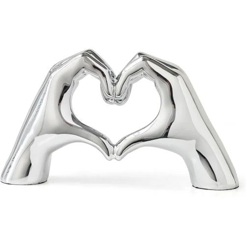 FJS Statuette doigt amour argentée, décoration moderne - Vue principale