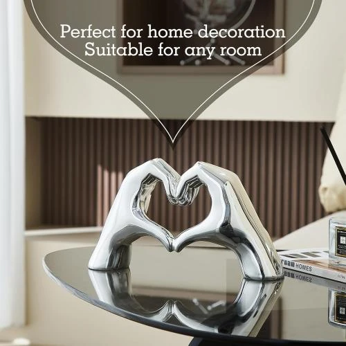 Détail de FJS Statuette doigt amour argentée, décoration moderne