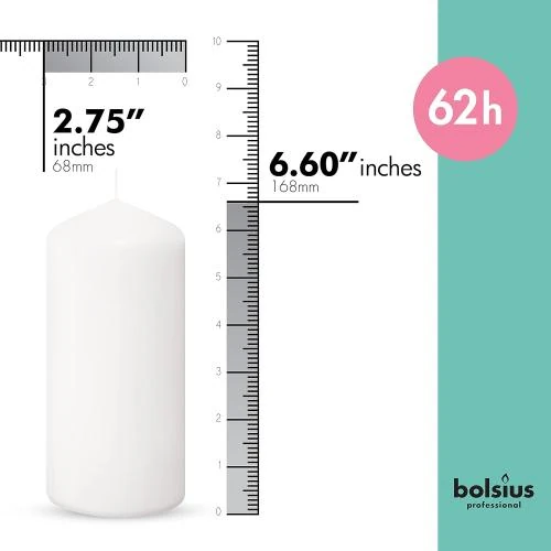 Détail de Bougies pilier blanches BOLSIUS, 12 pièces, combustion propre