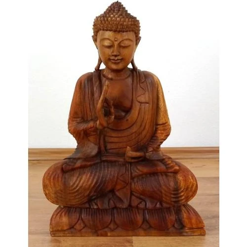 Détail de Bouddha Bois Bali, Statue Bouddhique Fait Main Durable