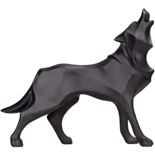 Détail de Fenteer Statue Loup Nordique Résine Décor Noir