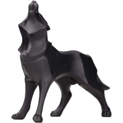 Fenteer Statue Loup Nordique Résine Décor Noir