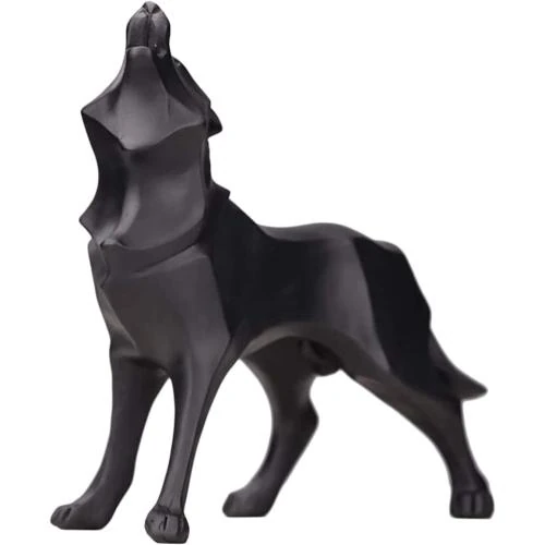 Fenteer Statue Loup Nordique Résine Décor Noir - Vue principale