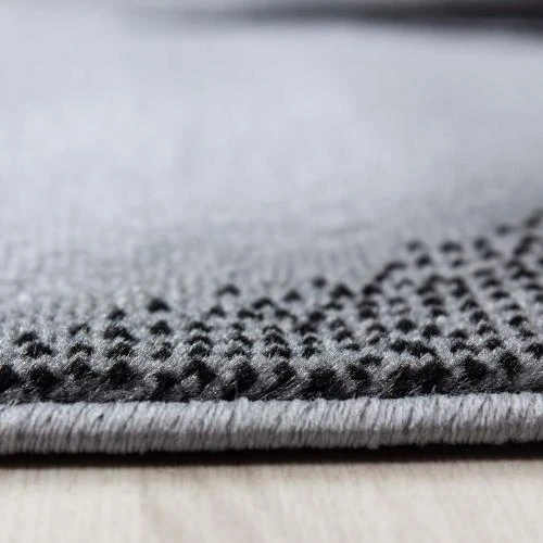 Zoom sur Tapis Salon Noir, Design Abstrait Ondulé, Doux, Facile Nettoyer