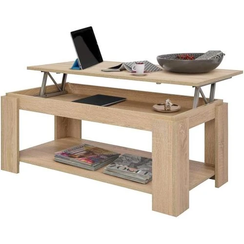 Table Basse Bakaji Design Moderne Beige, Rehausseur, Conteneur - Vue principale