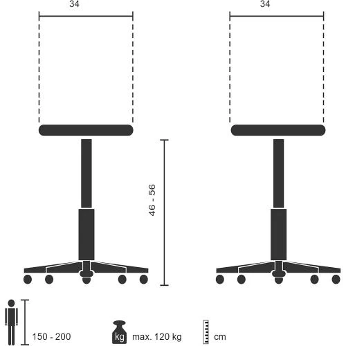 Détail de Tabouret Bureau Operator II hjh OFFICE, Similicuir Blanc, Réglable