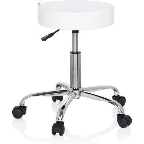 Tabouret Bureau Operator II hjh OFFICE, Similicuir Blanc, Réglable - Vue principale