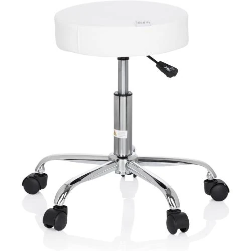 Zoom sur Tabouret Bureau Operator II hjh OFFICE, Similicuir Blanc, Réglable