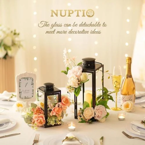 Détail de Lanterne Bougie Extérieure Noire, Métal, Résistante Intempéries