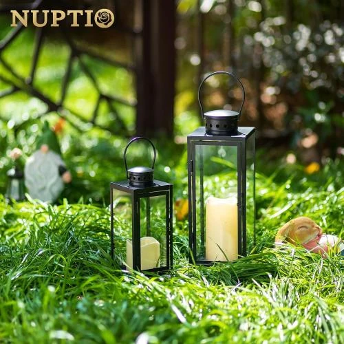 Zoom sur Lanterne Bougie Extérieure Noire, Métal, Résistante Intempéries