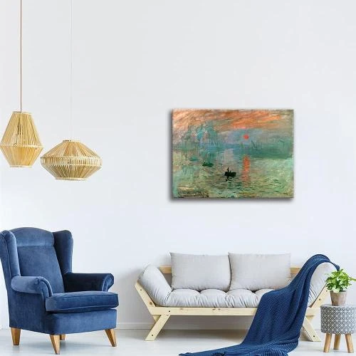 Zoom sur Tableau Impression Toile Soleil Levant Claude Monet