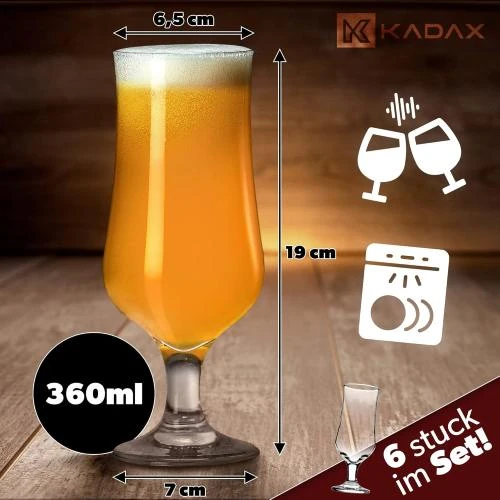 Détail de Verres à bière en verre, lot de 6, qualité supérieure