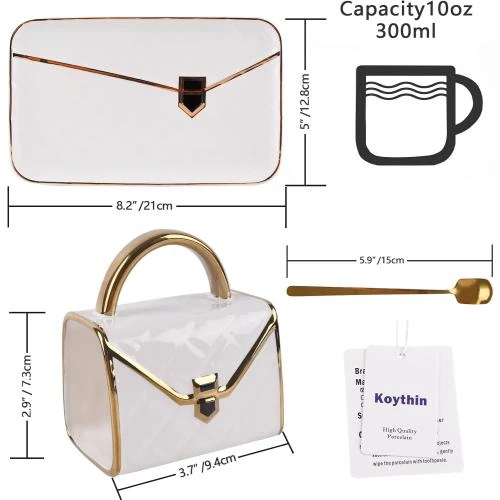 Détail de Tasse Koythin céramique créative sac à main, soucoupe