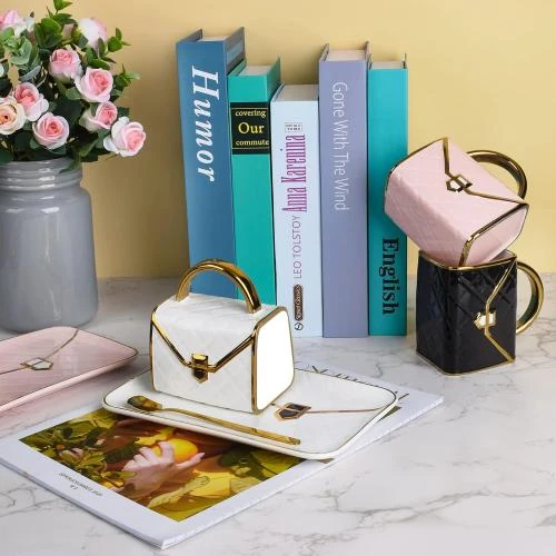 Zoom sur Tasse Koythin céramique créative sac à main, soucoupe