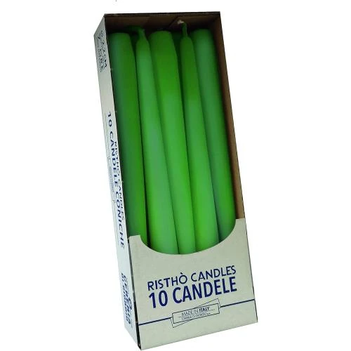 Zoom sur Bougies coniques vert sauge 10 pièces Cereria Di Giorgio