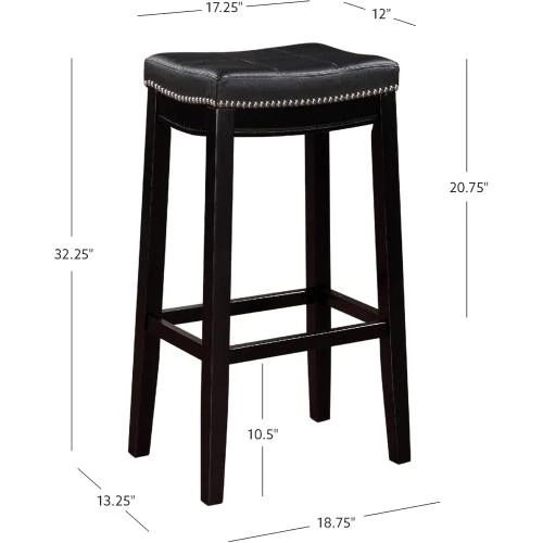 Zoom sur Tabouret noir Linon Claridge, design moderne, confort