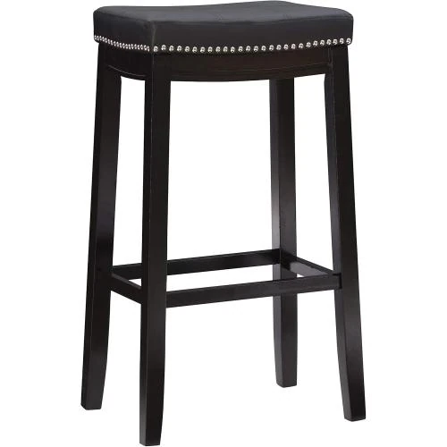 Tabouret noir Linon Claridge, design moderne, confort - Vue principale