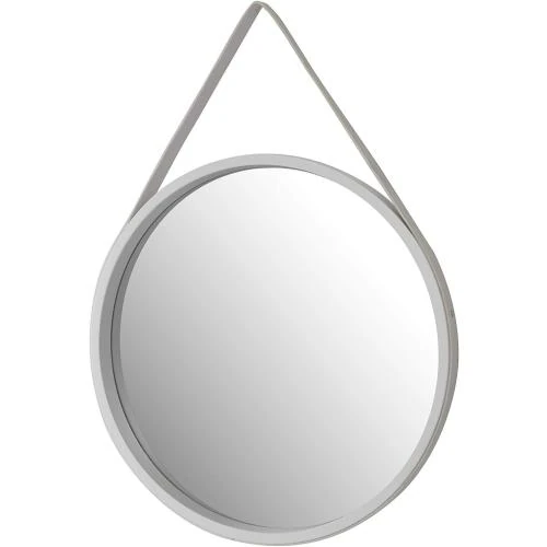 Miroir mural décoratif bois, sangle cuir blanc, ASPECT M31W - Vue principale
