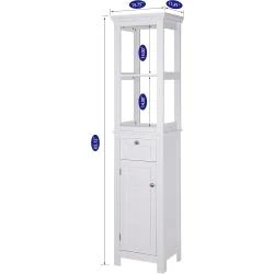 Armoire de rangement salle de bain, blanche, 2 étagères ouvertes en situation