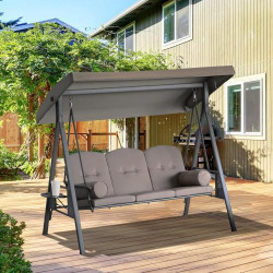 Balancelle de Jardin 3 Places Beige, Confort Réglable, Coussins en situation