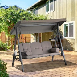 Balancelle de Jardin 3 Places Beige, Confort Réglable, Coussins en situation