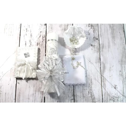 Bougies Baptême Élégantes Ooki, Lot de 5, Blanc - Vue principale