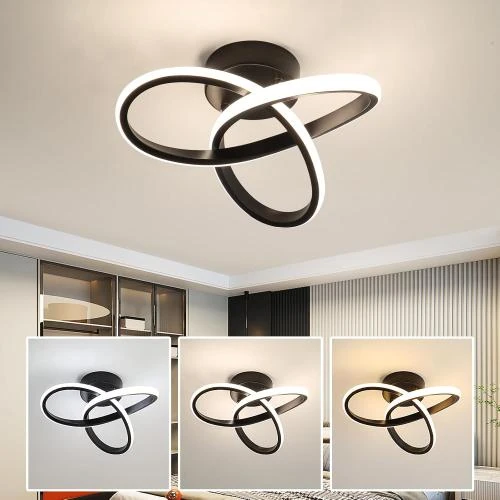 Plafonnier LED Moderne Noir, Luminaire Dimmable 22W - Vue principale