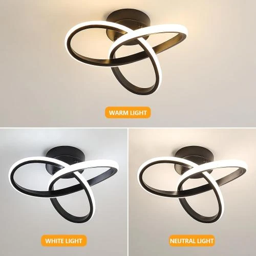 Détail de Plafonnier LED Moderne Noir, Luminaire Dimmable 22W