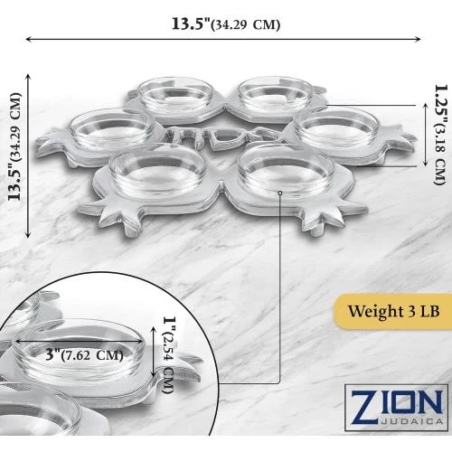 Zoom sur Plateau aluminium brillant, 6 revêtements verre, Seder
